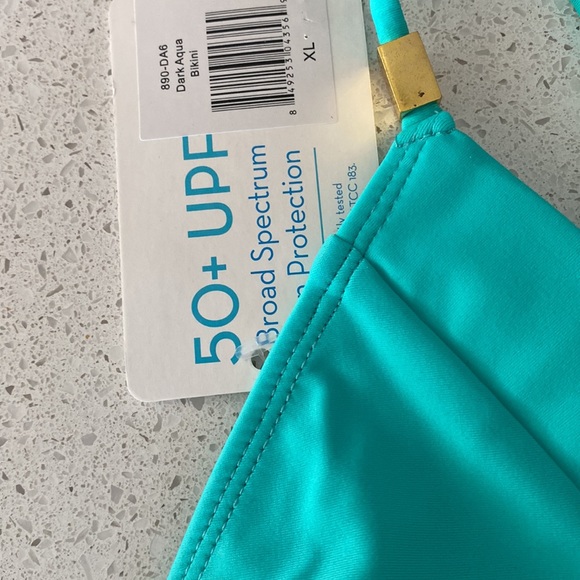 Cabana Life Sun UV Protection Aqua Bikini Top XL NWT 50+ Gold Padded - Picture 8 of 12